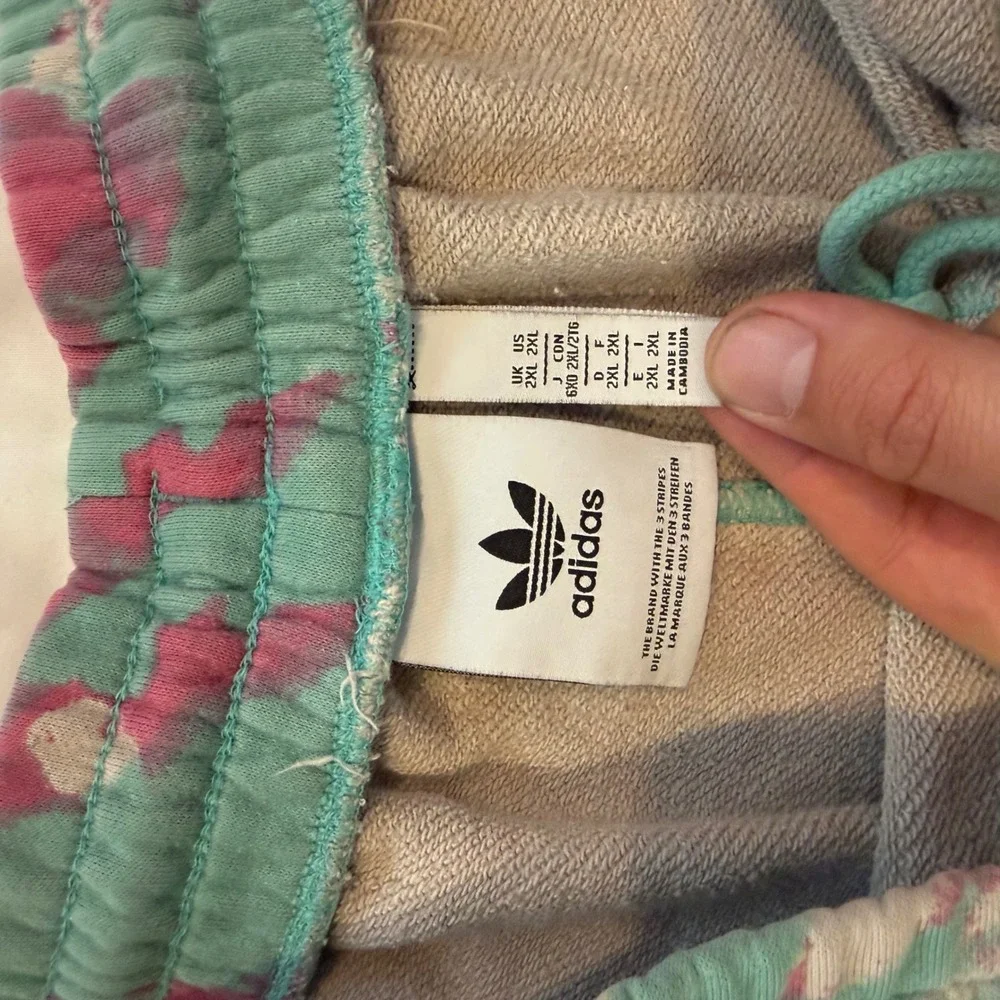 Adidas Originals Mens 2XL Teal Pink Tie Dye French Terry Zip Pocket Sweat Shorts